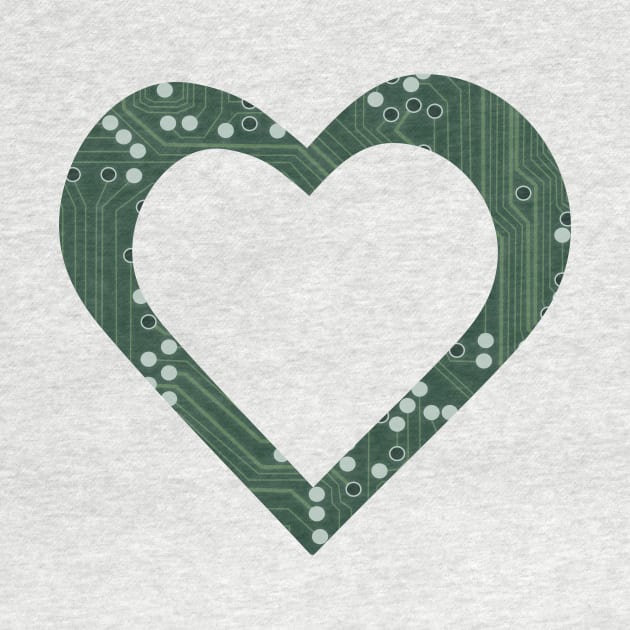 Green Circuit Board Heart by WarriorWoman